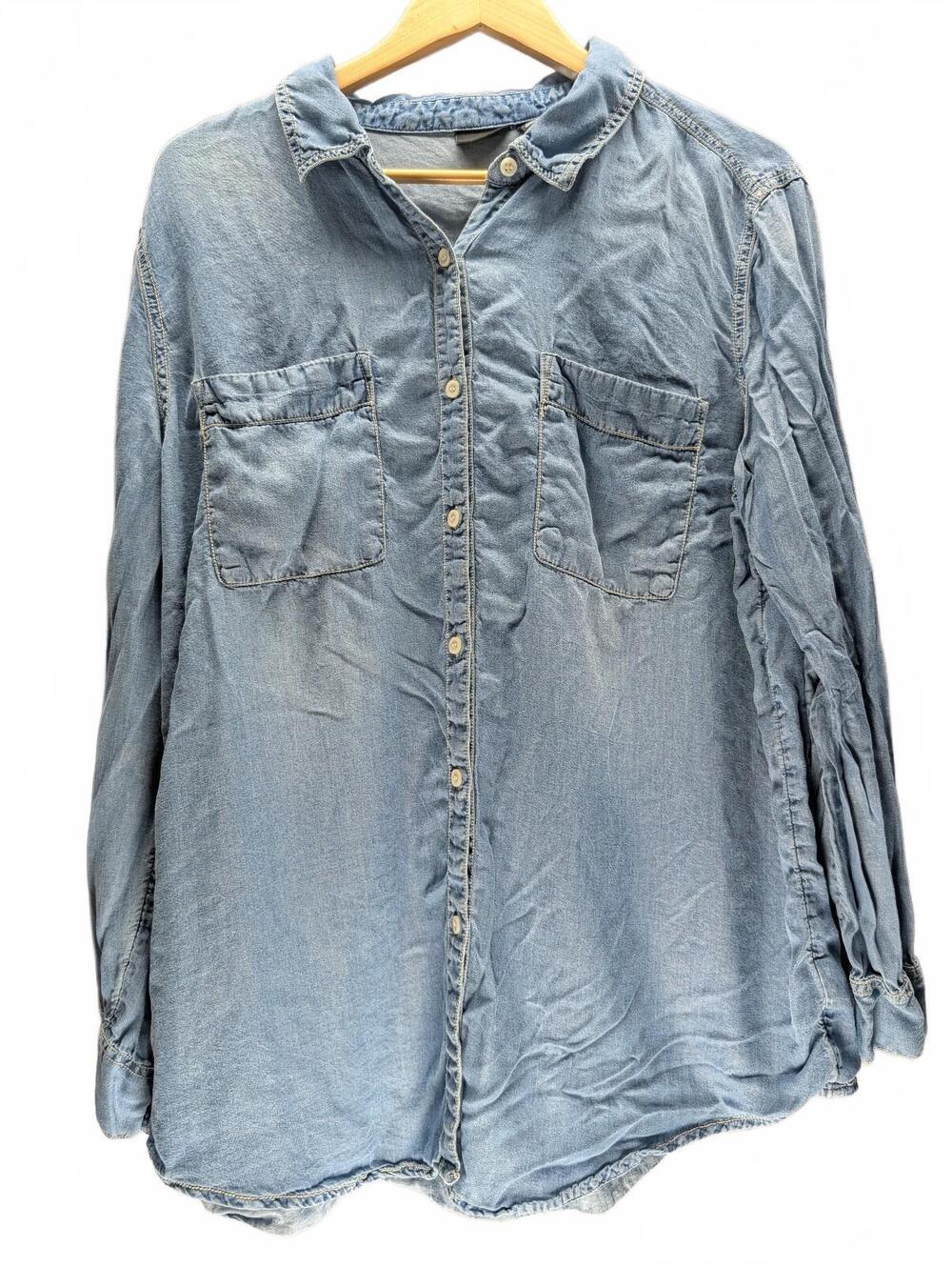 a.n.a Light Wash Denim Shirt, XL, Long Sleeve Button-Up